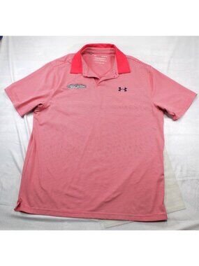 Under Armour Race City Steel Large Red & White Striped Performance Polo Shirt Me